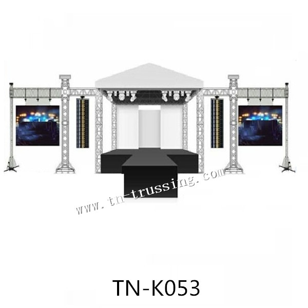 Concert stage truss with roof tent