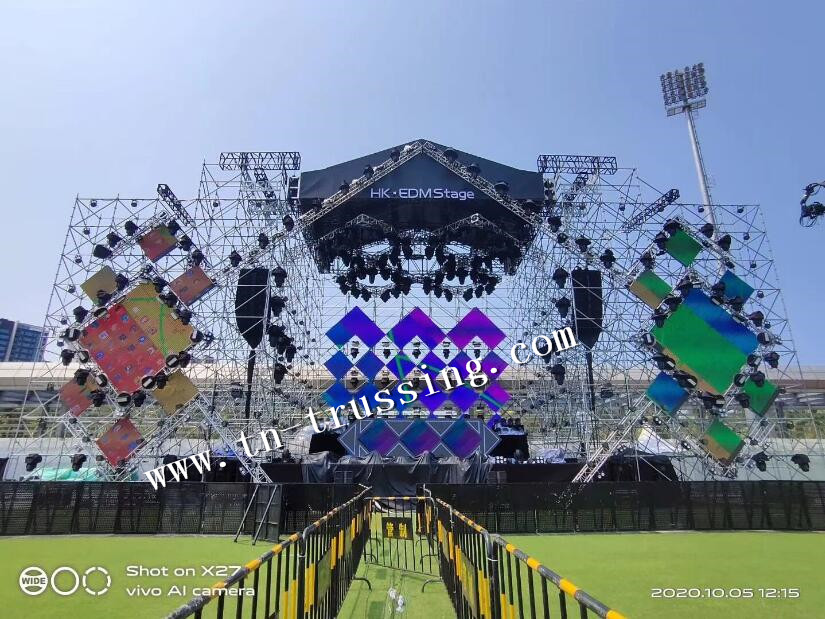 Big outdoor stage with layher truss structure